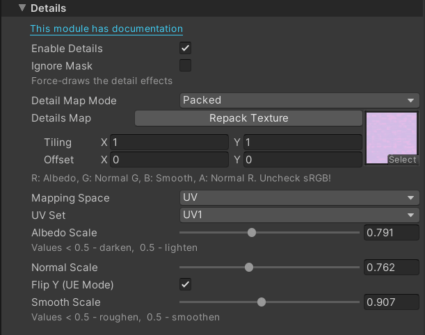 Details map using Packed mode