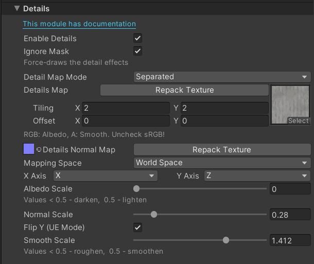 Details map using Separated mode