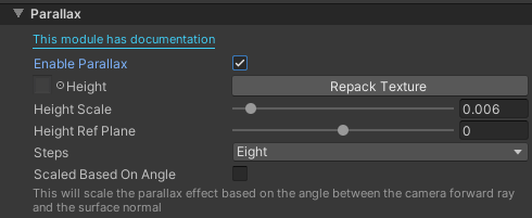 Parallax effect controls