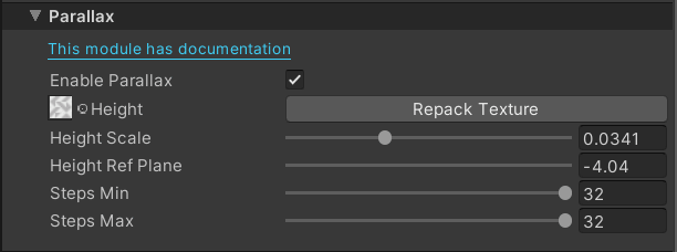 Parallax effect controls