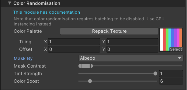 Color Randomisation settings