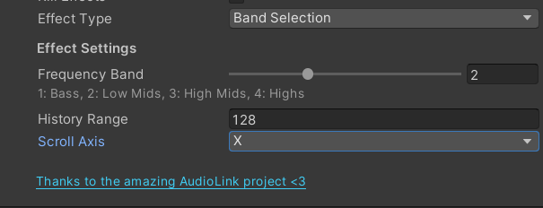 Band Selection effect options