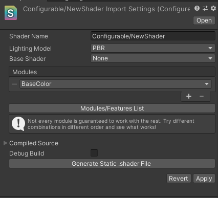 New Empty Configurable Shader