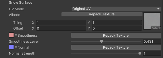 Snow Surface Settings